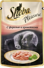Шеба Пауч для кошек Pleasure форель/креветки (24 шт. по 85 гр)