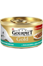 GOURMET GOLD консервы для кошек Лосось, Цыпленок кусочки в подливке 85гр.